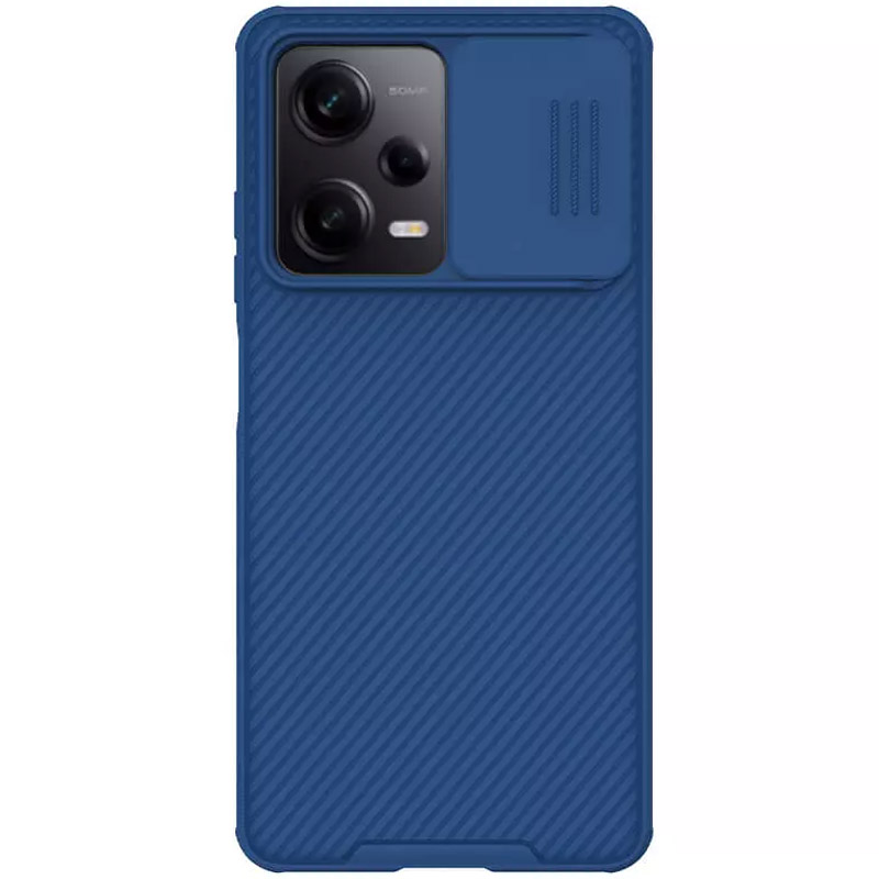 Карбоновая накладка Nillkin Camshield (шторка на камеру) для Xiaomi Poco X5 Pro 5G / Note 12 Pro 5G (Синий / Blue)