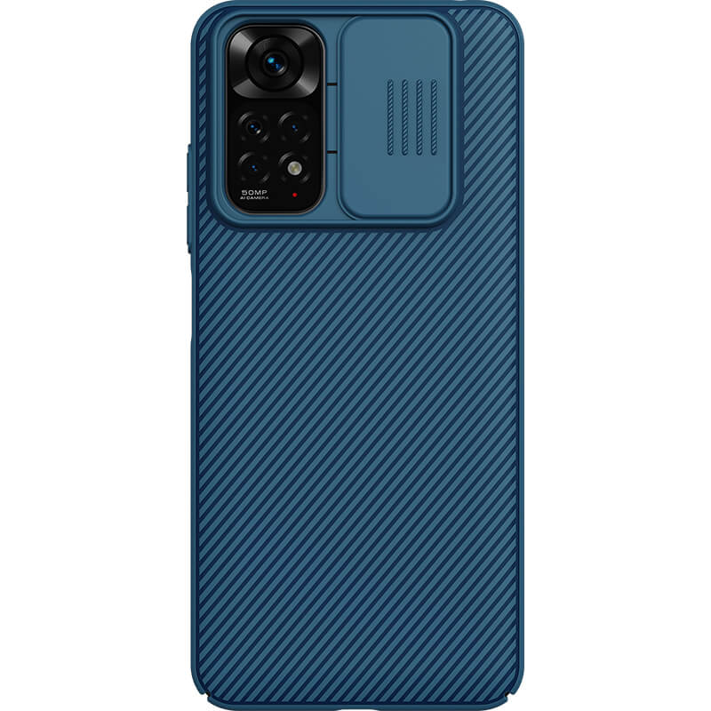 Карбоновая накладка Nillkin Camshield (шторка на камеру) для Xiaomi Redmi Note 11S (Синий / Blue)