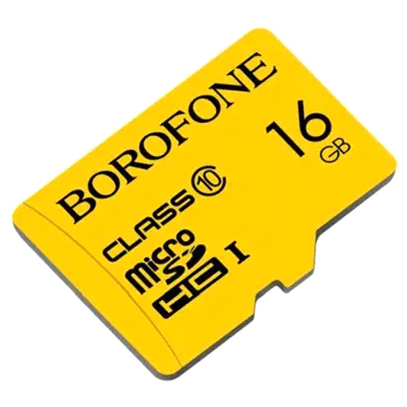 Карта пам'яті Borofone microSDHC 16GB TF High Speed Card Class 10 (Жовтий)