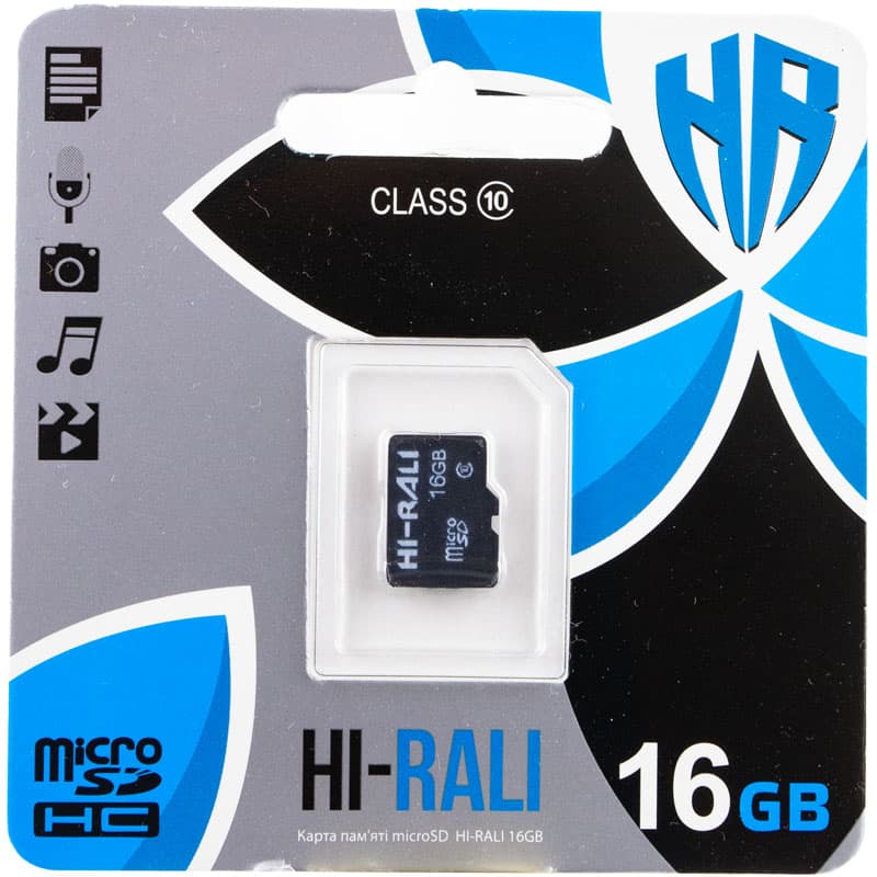 Карта памяти Hi-Rali microSDHC 16 GB class 10 (без адаптера) (Черный)