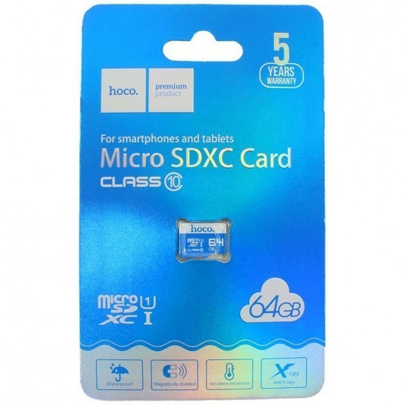 Фото Карта памяти Hoco microSDXC 64 GB Card Class 10 Бело - голубой в магазине onecase.com.ua