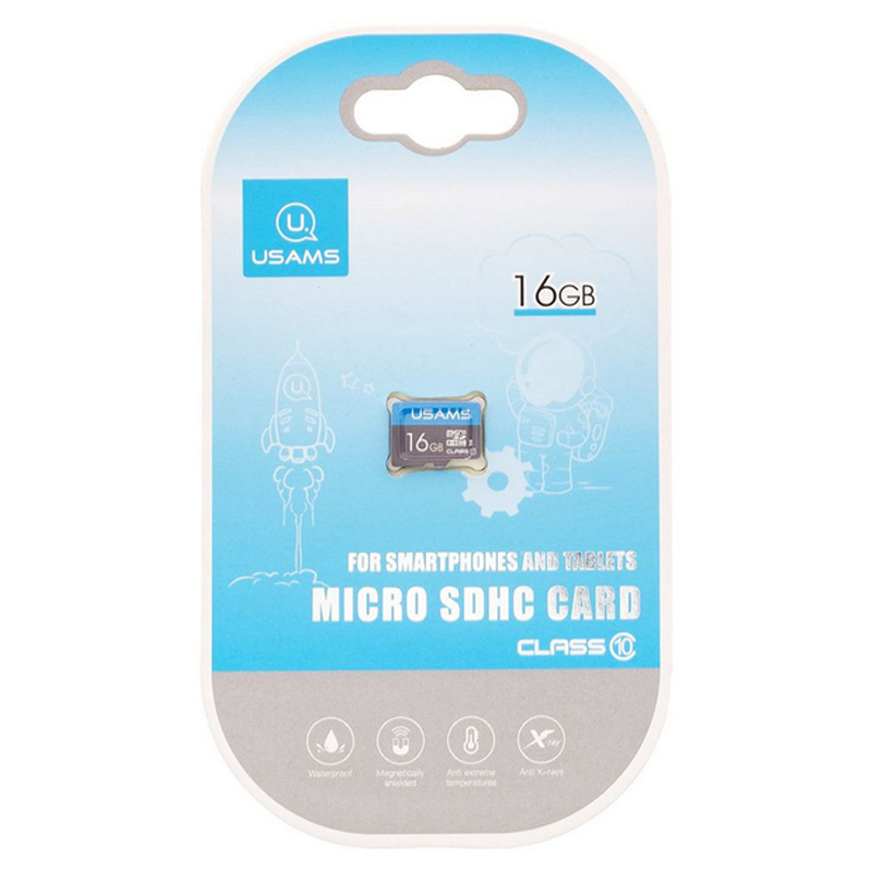 Карта памяти Usams US-ZB093 (TF High Speed Card) microSDHC Class 10 - 16GB (без адаптера) (Blue)