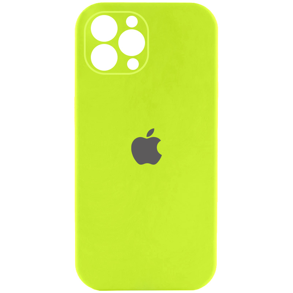 Чехол Silicone Case Full Camera Protective (AA) для Apple iPhone 12 Pro (6.1") (Кислотно-зеленый / Acid Green)
