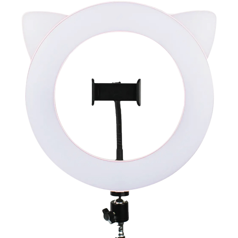 Кольцевая лампа Кошка 27см (Черный)