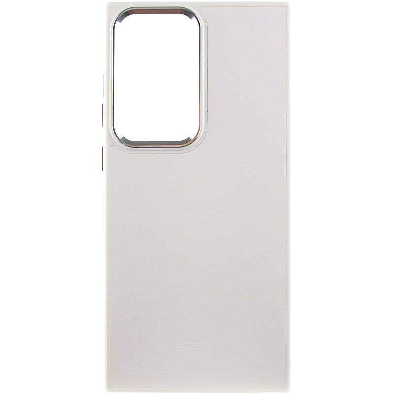 Кожаный чехол Bonbon Leather Metal Style для Samsung Galaxy S22 Ultra (Белый / White)