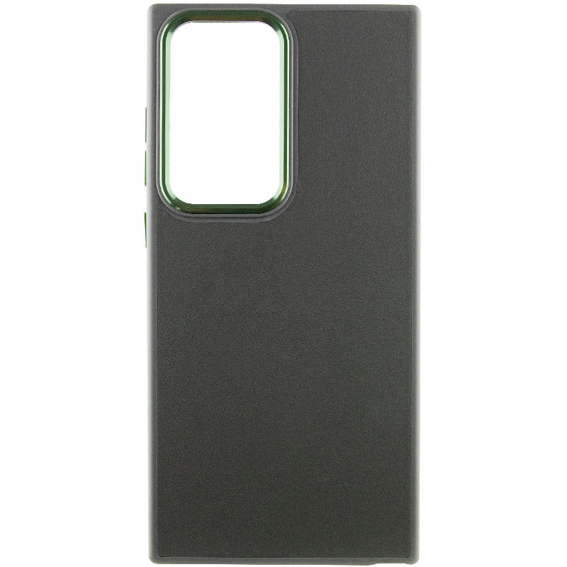 Кожаный чехол Bonbon Leather Metal Style для Samsung Galaxy S23 Ultra (Зеленый / Army green)