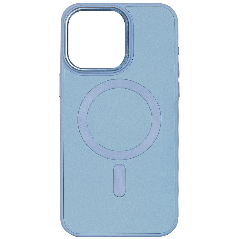Кожаный чехол Bonbon Leather Metal Style with MagSafe для Apple iPhone 11 (6.1") (Голубой / Mist blue)