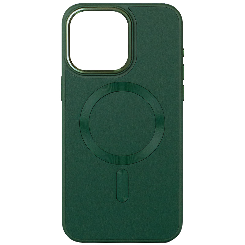 Шкіряний чохол Bonbon Leather Metal Style with MagSafe для Apple iPhone 11 (6.1") (Зелений / Pine green)