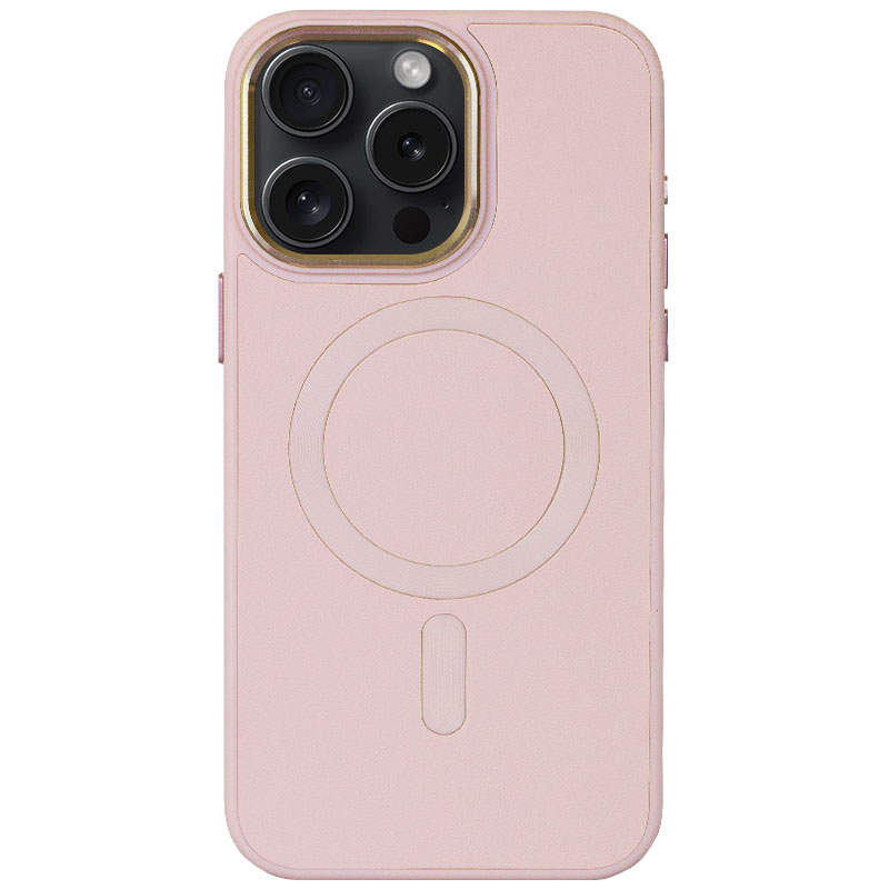 Шкіряний чохол Bonbon Leather Metal Style with MagSafe для Apple iPhone 11 Pro Max (6.5") (Рожевий / Light pink)