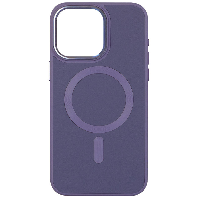 Шкіряний чохол Bonbon Leather Metal Style with MagSafe для Apple iPhone 13 (6.1") (Сірий / Lavender)