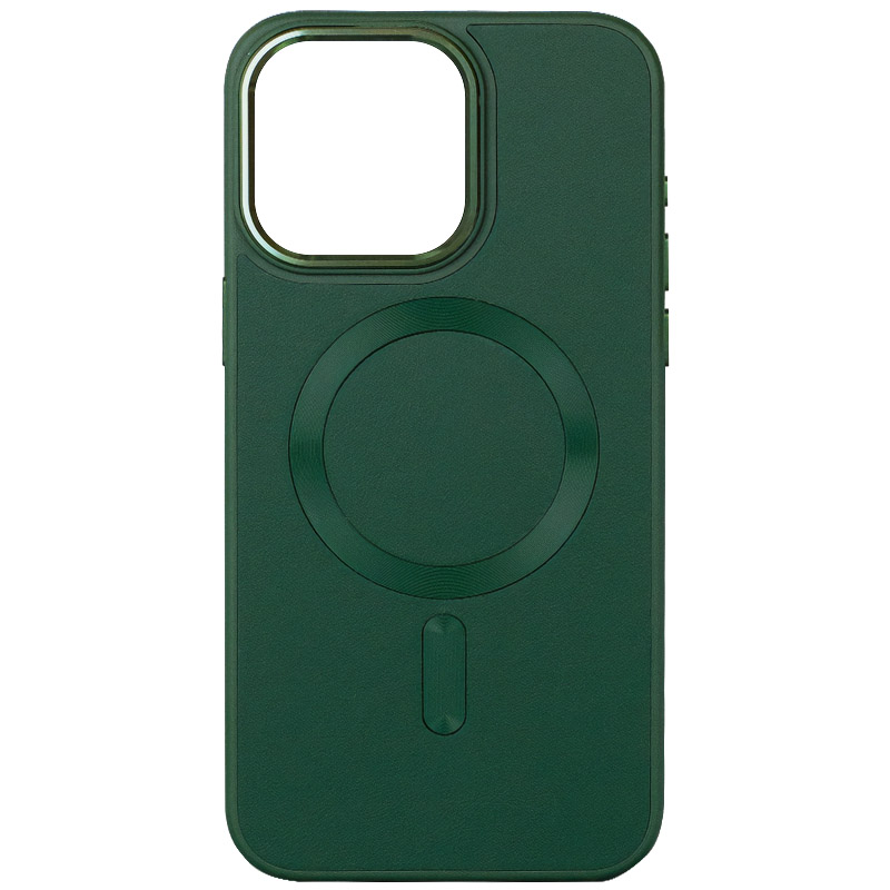 Кожаный чехол Bonbon Leather Metal Style with MagSafe для Apple iPhone 13 (6.1") (Зеленый / Pine green)