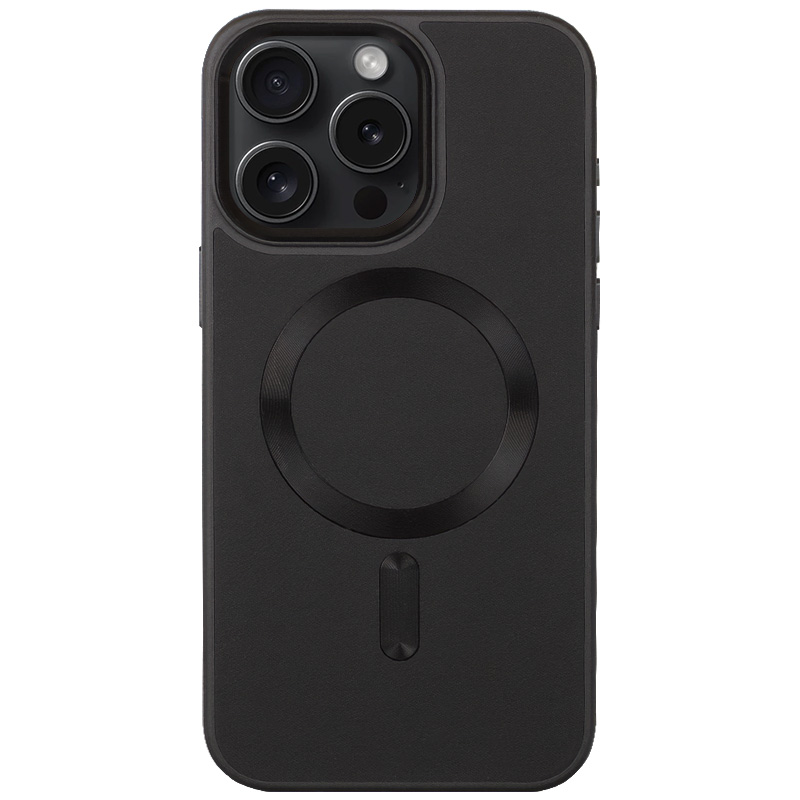 Кожаный чехол Bonbon Leather Metal Style with MagSafe для Apple iPhone 13 Pro (6.1") (Черный / Black)