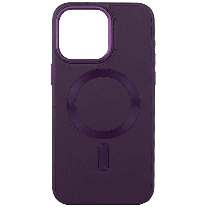 Шкіряний чохол Bonbon Leather Metal Style with MagSafe для Apple iPhone 14 (6.1") (Фіолетовий / Dark Purple)