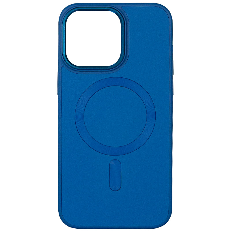 Шкіряний чохол Bonbon Leather Metal Style with MagSafe для Apple iPhone 14 (6.1") (Синій / Capri Blue)