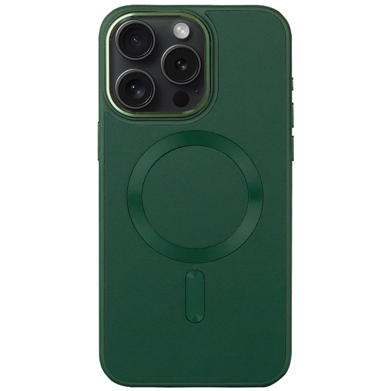 Шкіряний чохол Bonbon Leather Metal Style with MagSafe для Apple iPhone 14 Pro (6.1") (Зелений / Pine green)