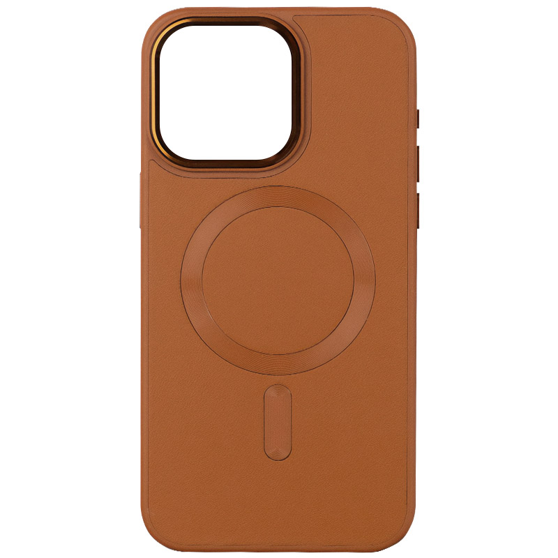 Кожаный чехол Bonbon Leather Metal Style with MagSafe для Apple iPhone 15 (6.1") (Коричневый / Brown)