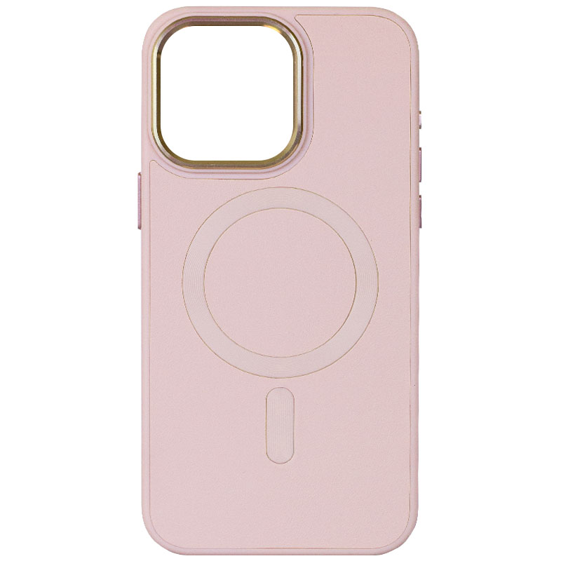 Кожаный чехол Bonbon Leather Metal Style with MagSafe для Apple iPhone 15 (6.1") (Розовый / Light pink)