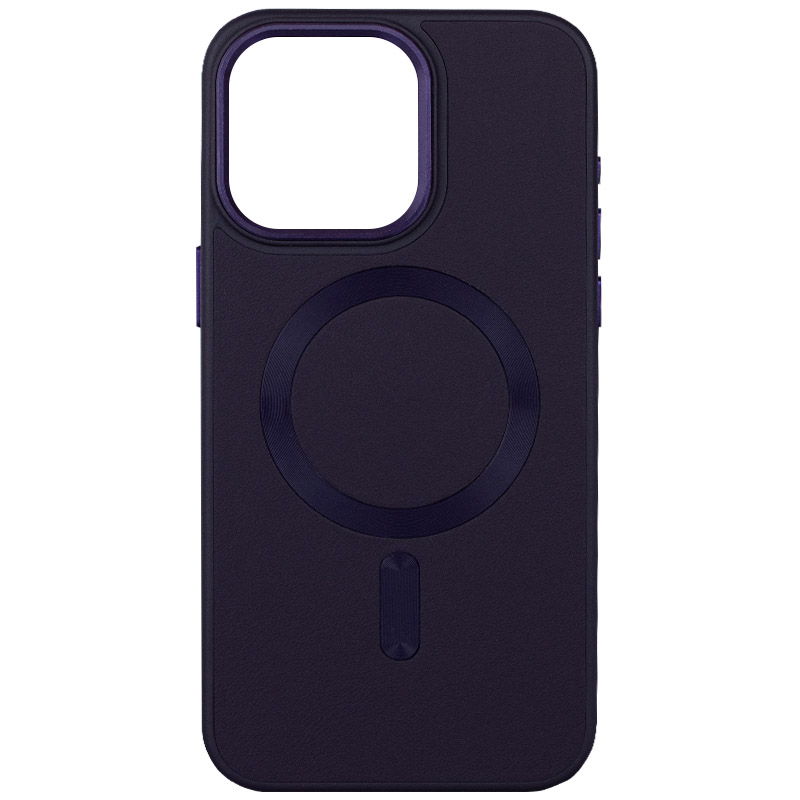 Шкіряний чохол Bonbon Leather Metal Style with MagSafe для Apple iPhone 15 Plus (6.7") (Фіолетовий / Dark Purple)