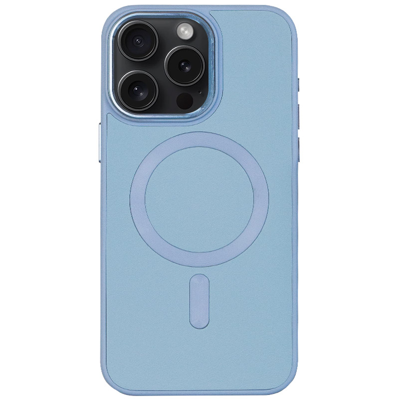 Шкіряний чохол Bonbon Leather Metal Style with MagSafe для Apple iPhone 15 Pro (6.1") (Блакитний / Mist blue)