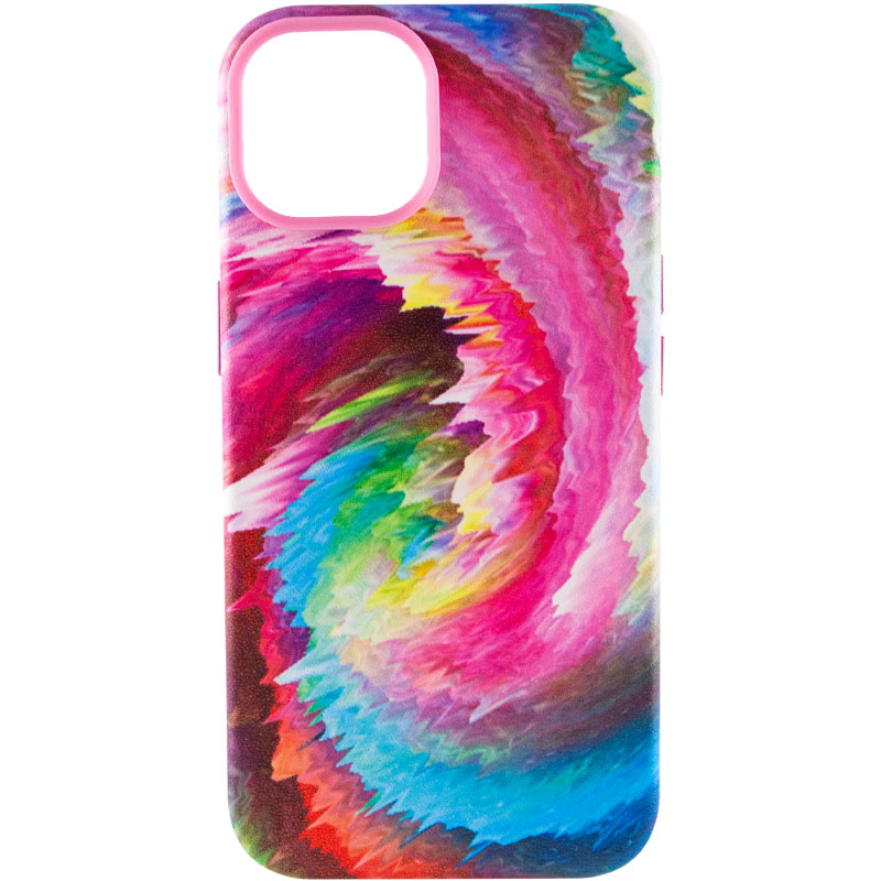 Кожаный чехол Colour Splash with MagSafe для Apple iPhone 14 (6.1") (Pink / Blue)