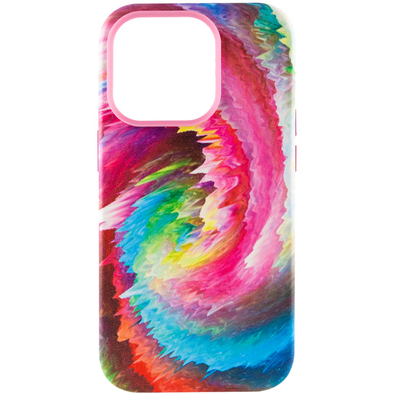 Шкіряний чохол Colour Splash для Apple iPhone 14 Pro (6.1") (Pink / Blue)