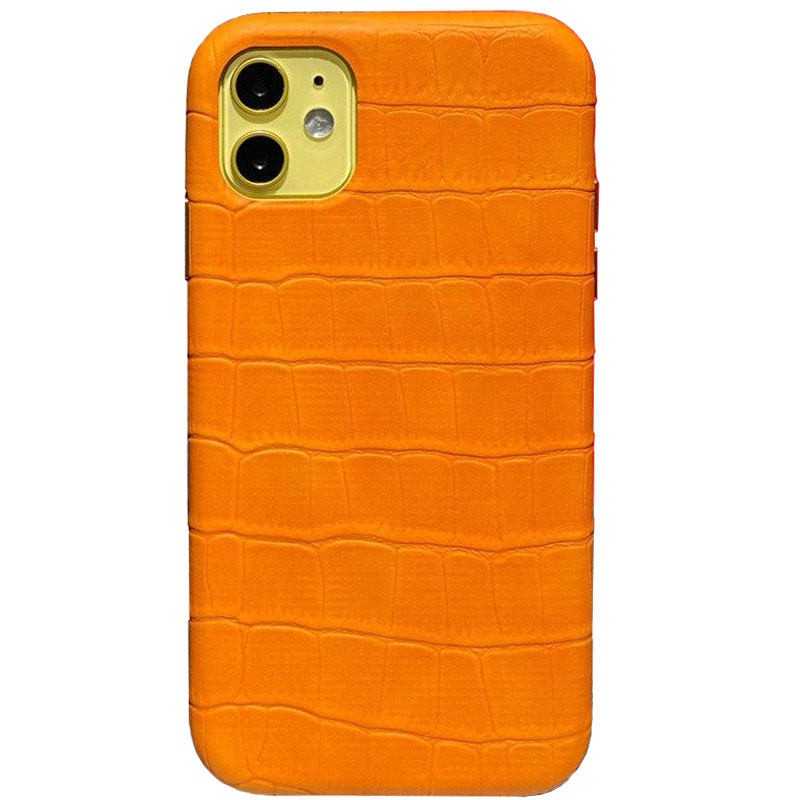 Кожаный чехол Croco Leather для Apple iPhone 11 (6.1") (Yellow)