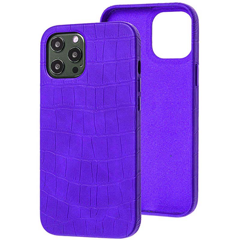 Кожаный чехол Croco Leather для Apple iPhone 12 Pro / 12 (6.1") (Purple)