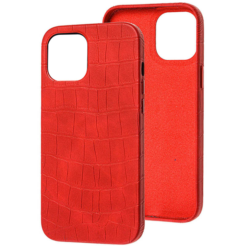 Кожаный чехол Croco Leather для Apple iPhone 13 mini (5.4") (Red)