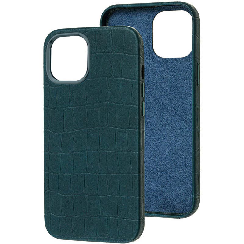 Кожаный чехол Croco Leather для Apple iPhone 13 Pro (6.1") (Green)
