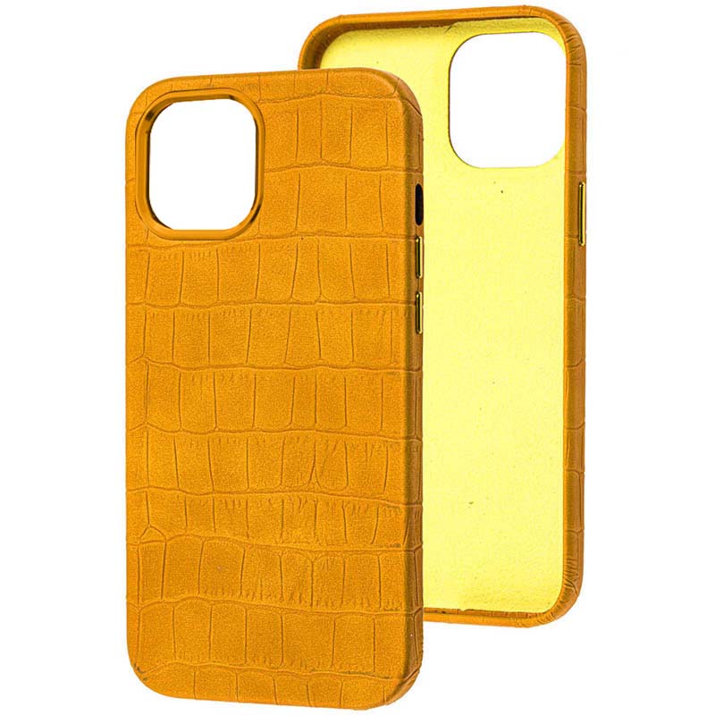 Кожаный чехол Croco Leather для Apple iPhone 13 Pro (6.1") (Yellow)