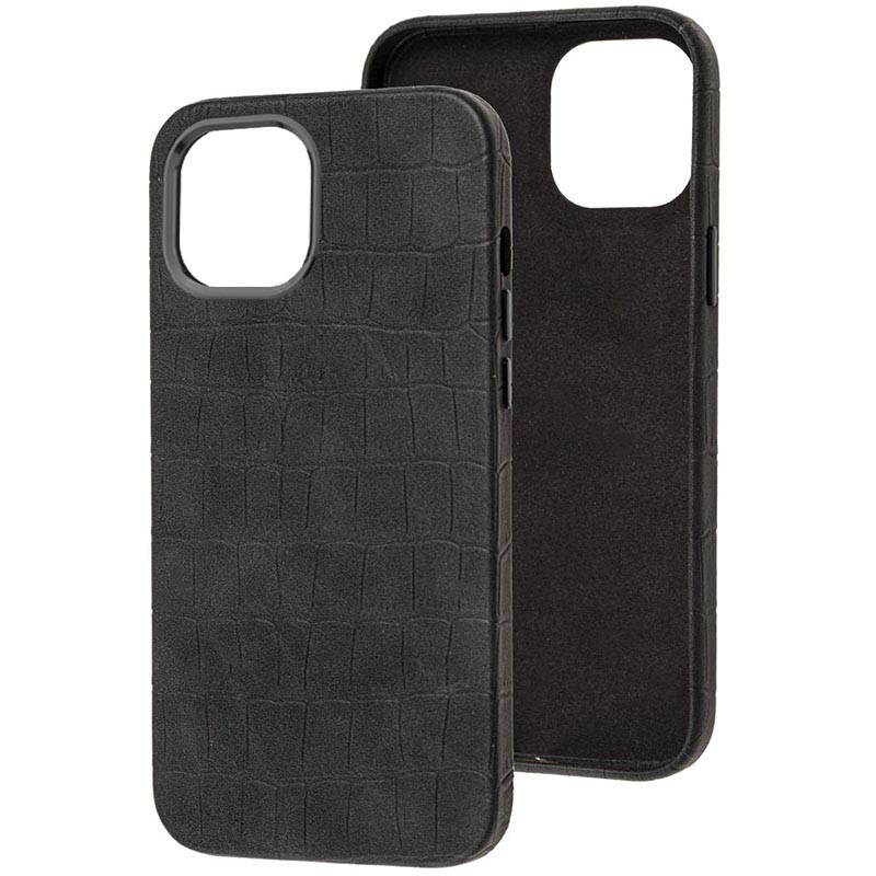 Шкіряний чохол Croco Leather для Apple iPhone 14 (6.1") (Black)