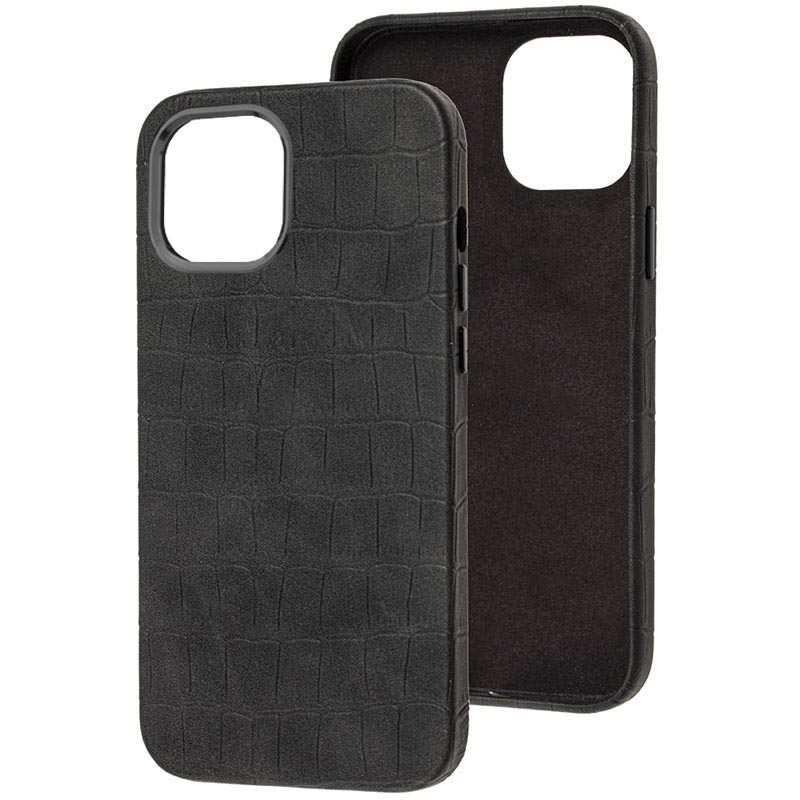 Кожаный чехол Croco Leather для Apple iPhone 14 Plus (6.7") (Black)