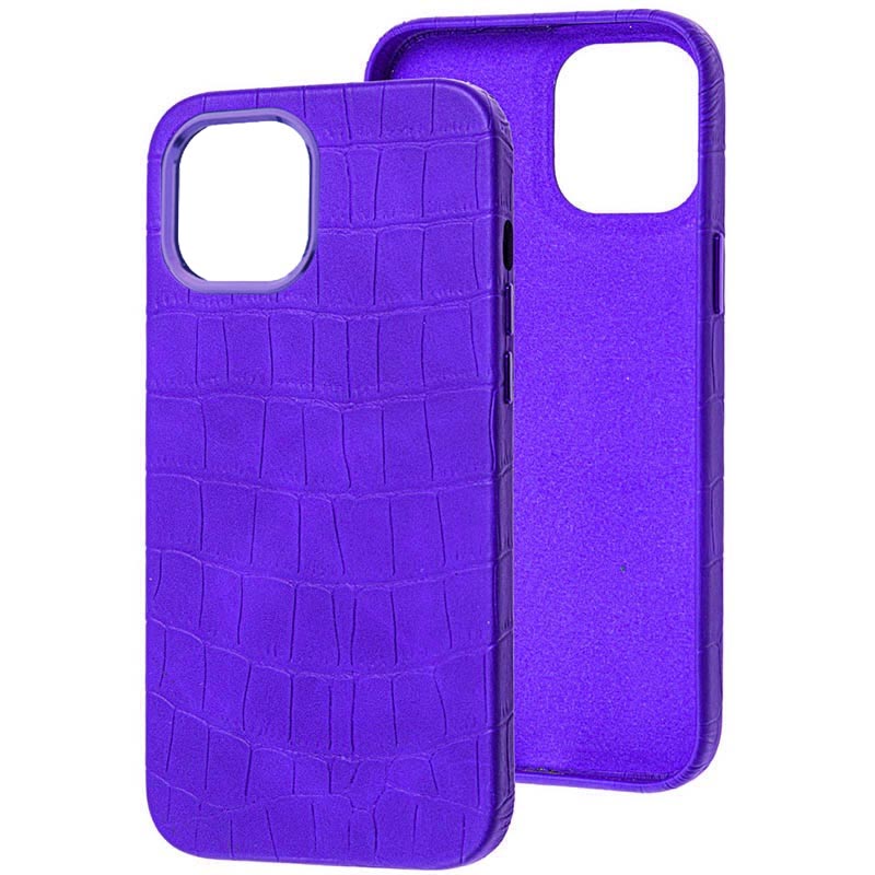 Кожаный чехол Croco Leather для Apple iPhone 14 Plus (6.7") (Purple)