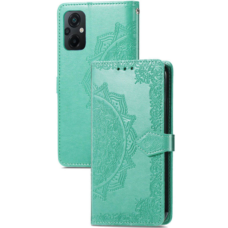 Кожаный чехол (книжка) Art Case с визитницей для Xiaomi Poco M5 (Бирюзовый)