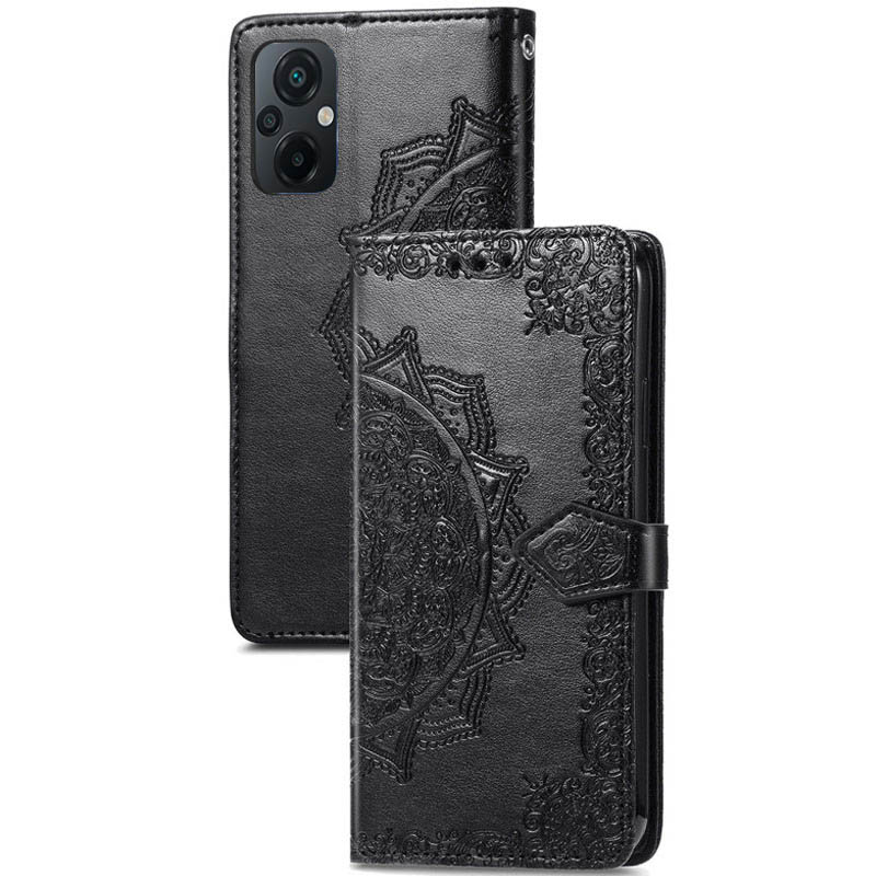 Кожаный чехол (книжка) Art Case с визитницей для Xiaomi Poco M5 (Черный)