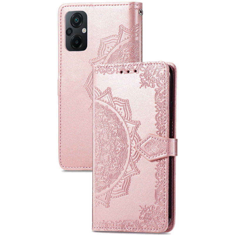Кожаный чехол (книжка) Art Case с визитницей для Xiaomi Poco M5 (Розовый)