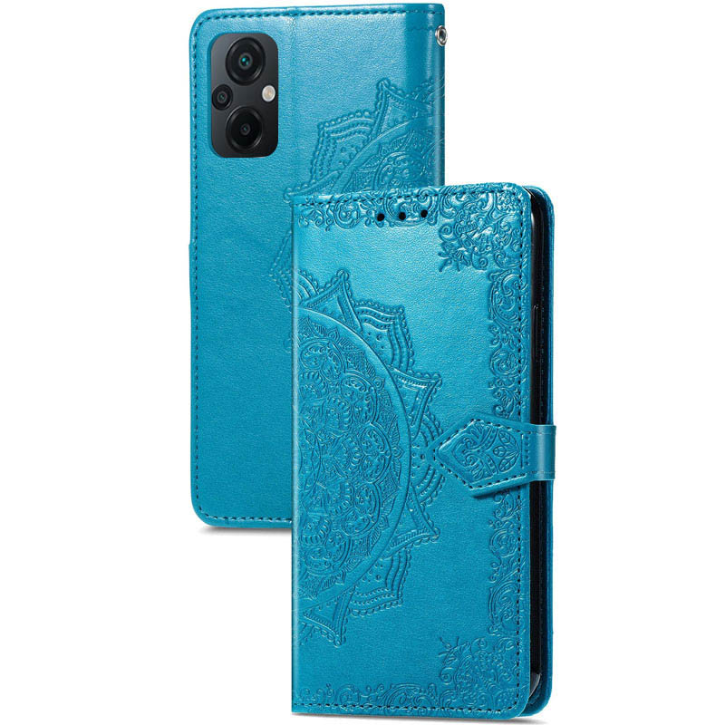 Кожаный чехол (книжка) Art Case с визитницей для Xiaomi Poco M5 (Синий)