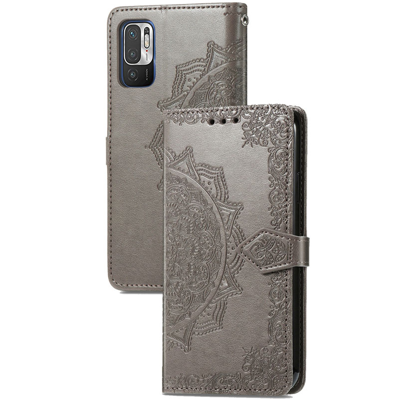 Кожаный чехол-книжка Art Case с визитницей для Xiaomi Redmi Note 10 5G / Poco M3 Pro (Серый)