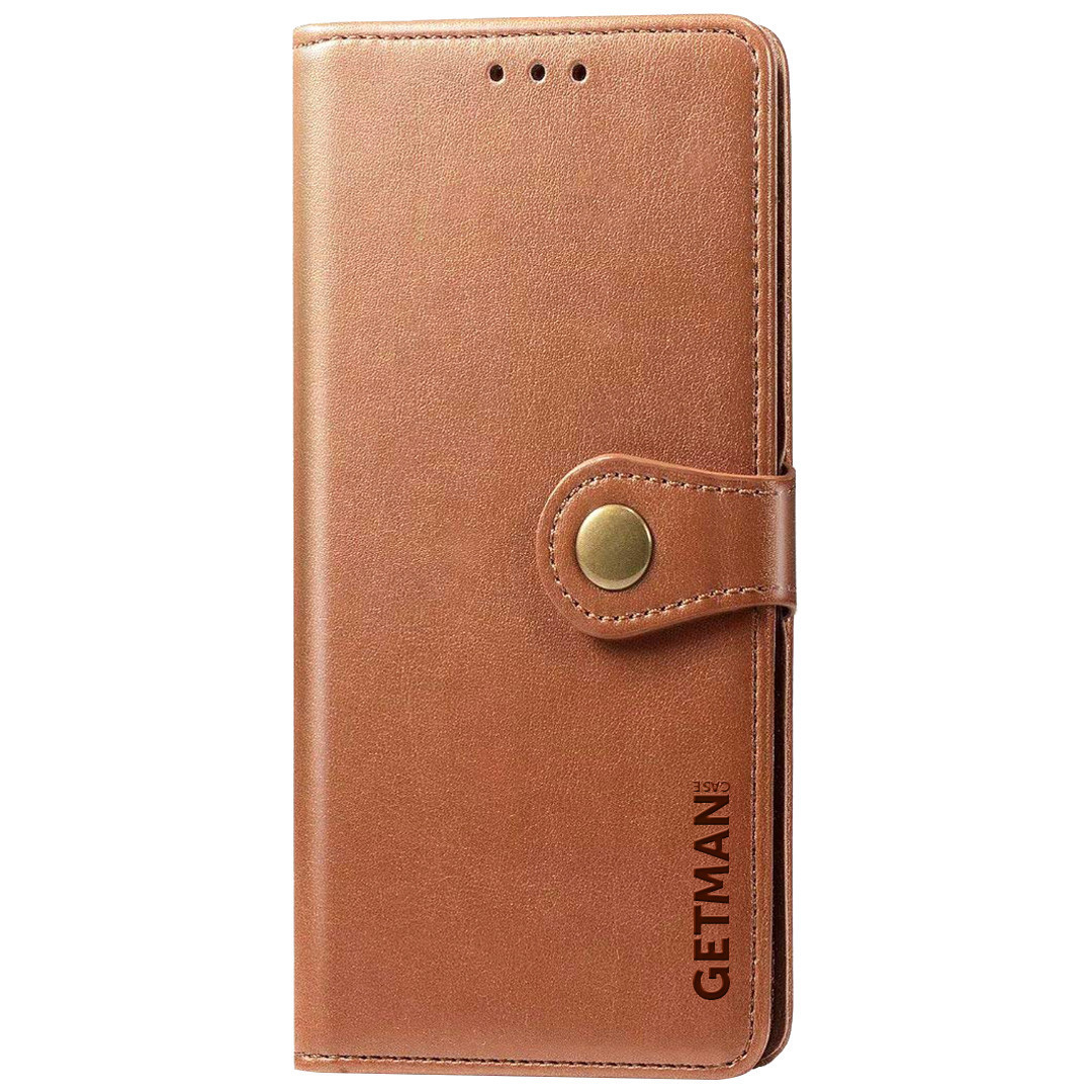 Шкіряний чохол книжка GETMAN Gallant (PU) для Samsung Galaxy A12 Nacho (Коричневий)