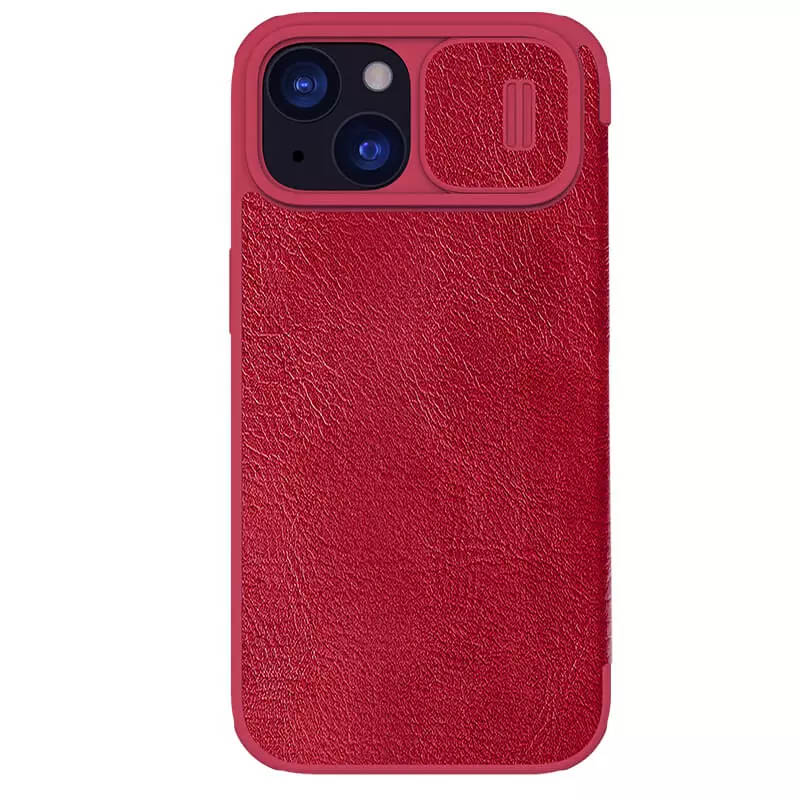 Кожаный чехол (книжка) Nillkin Qin Pro Camshield для Apple iPhone 15 Plus (6.7") (Красный)