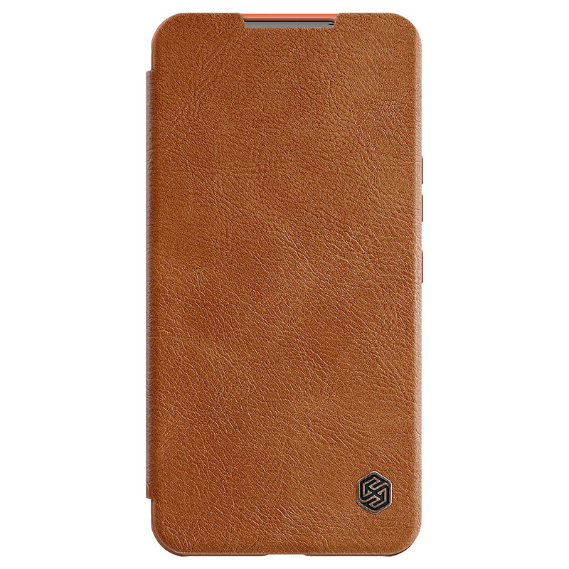 Кожаный чехол-книжка Nillkin Qin Pro Camshield для Samsung Galaxy S23 (Коричневый)