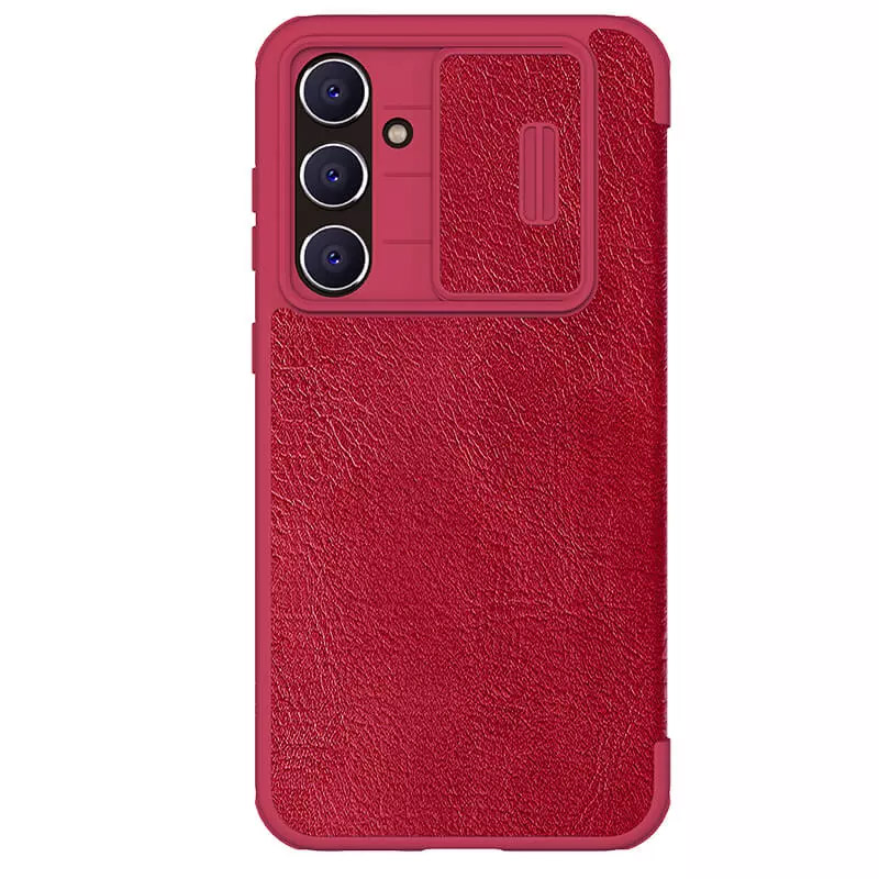 Кожаный чехол (книжка) Nillkin Qin Pro Camshield для Samsung Galaxy S24 FE (Красный)