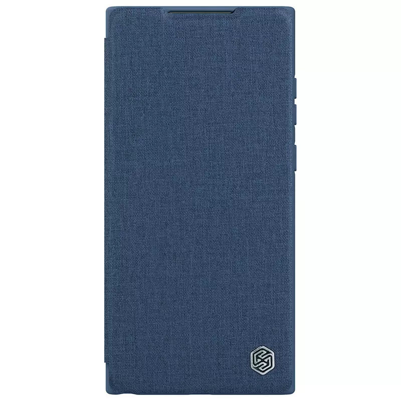 Кожаный чехол (книжка) Nillkin Qin Pro Cloth Camshield для Samsung Galaxy S23 Ultra (Синий)