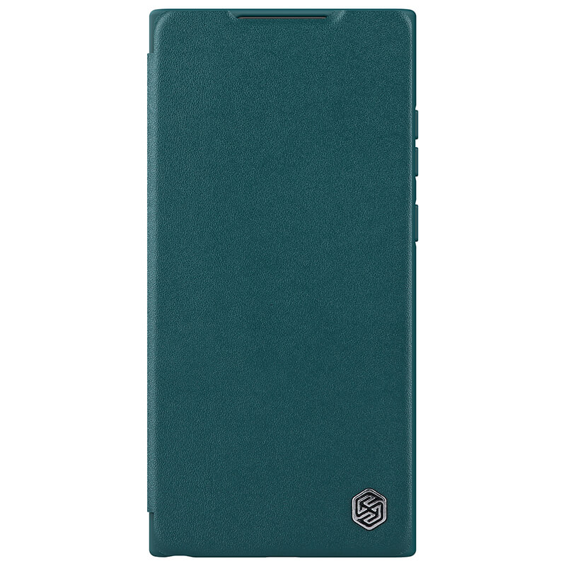 Кожаный чехол (книжка) Nillkin Qin Pro Plain Camshield для Samsung Galaxy S23 Ultra (Зеленый)