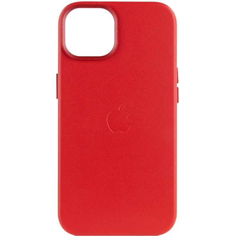 Кожаный чехол Leather Case (AA Plus) with MagSafe для Apple iPhone 14 (6.1") (Crimson)