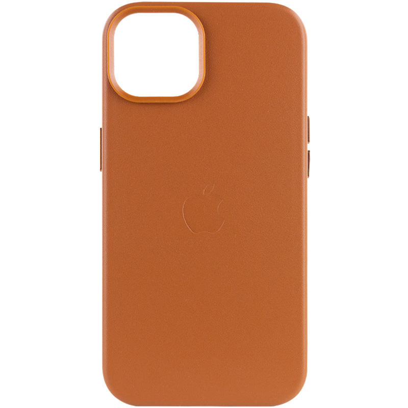 Шкіряний чохол Leather Case (AA Plus) with MagSafe для Apple iPhone 14 Plus (6.7") (Saddle Brown)