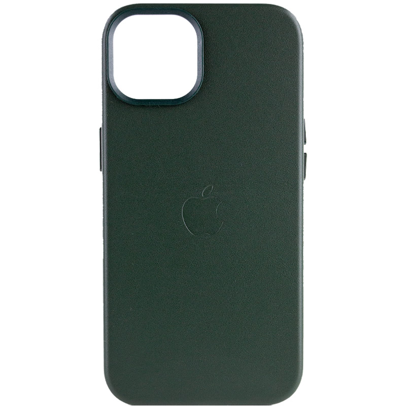 Шкіряний чохол Leather Case (AA Plus) with MagSafe для Apple iPhone 14 Plus (6.7") (Shirt Green)