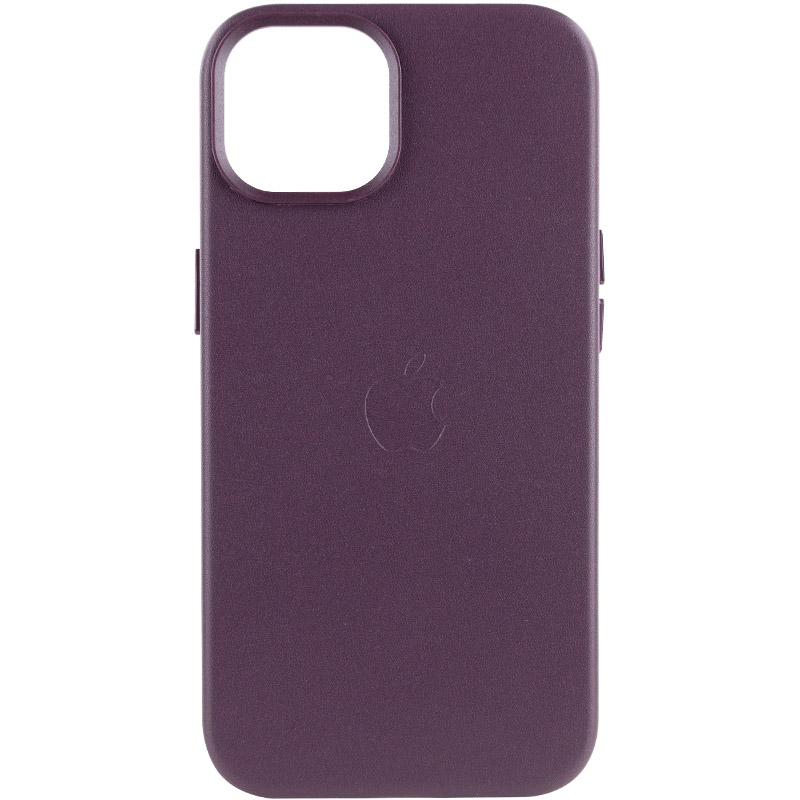 Кожаный чехол Leather Case (AA) with MagSafe для Apple iPhone 14 (6.1") (Dark violet)