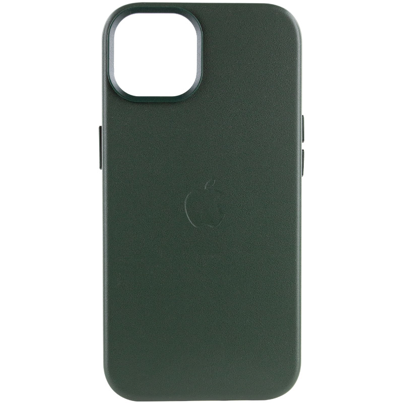 Кожаный чехол Leather Case (AA) with MagSafe для Apple iPhone 14 (6.1") (Military green)
