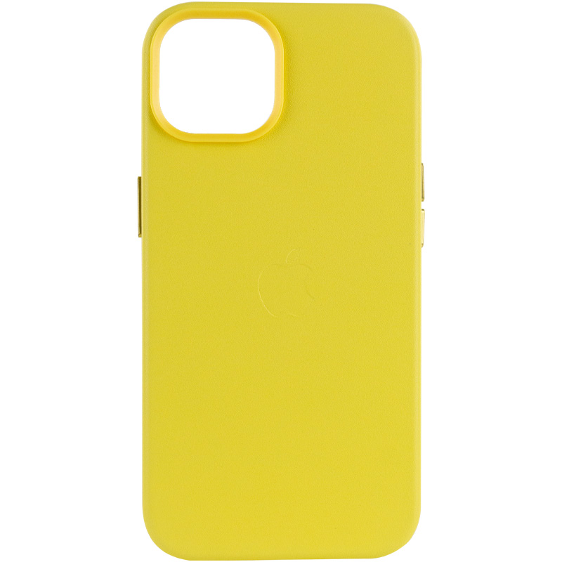 Кожаный чехол Leather Case (AA) with MagSafe для Apple iPhone 14 Plus (6.7") (Yellow)
